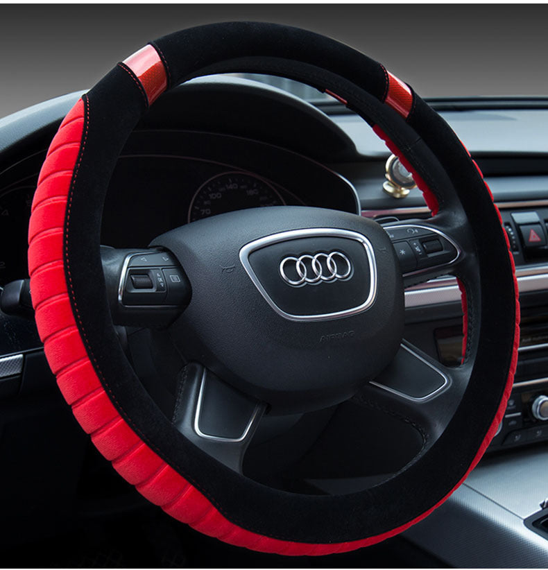 Steering wheel short plush car handle - 0 - CJ - Red - 38cm - CJQCNBFX00032 - Red - 38cm