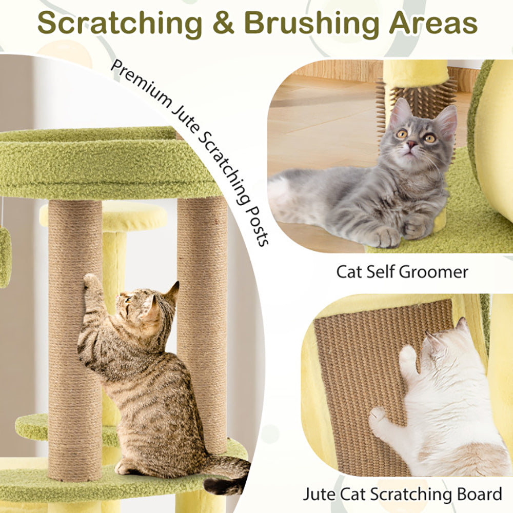 Freestanding Multi - level Avocado Cat Tower With Private Condo - 5 - CJ