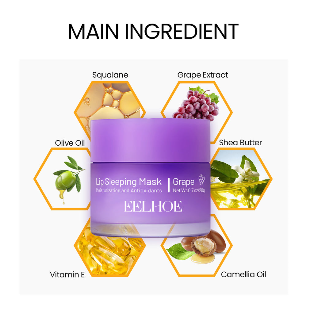 EELHOE Lip Sleeping Mask Moisturizing Hydrating Gentle Exfoliating Dead Skin Plumping Full Smooth Lip Mask