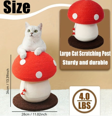 Mushroom Cat Climbing Frame, Sisal Cat Climbing Post, Interesting Red And White Mushroom Design With Fluffy Base, Cat Scratching Claw Toy, Cat Tree, Wear-resistant Cat Scratching Ball, Cat Supplies