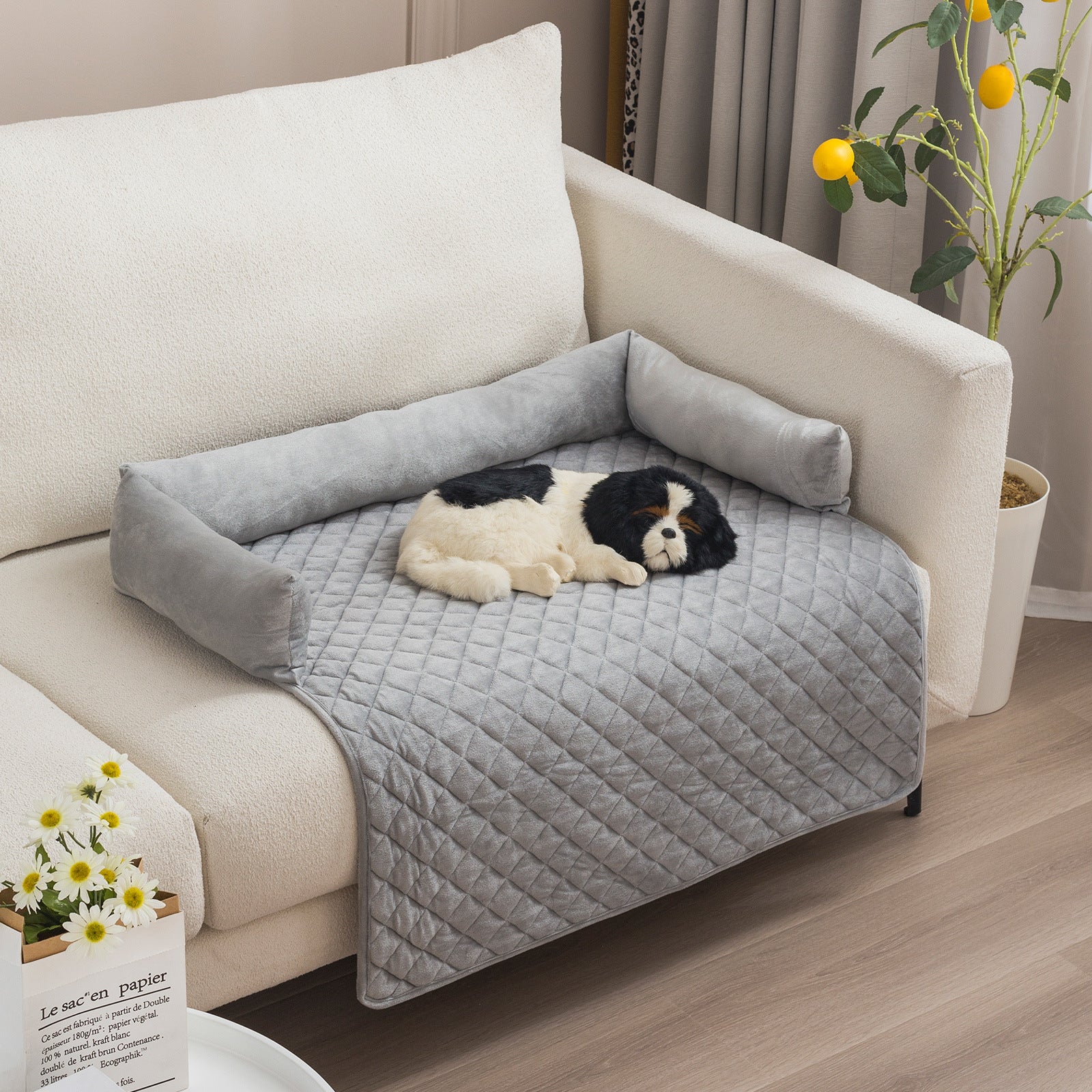 Pet Dog Sofa Bed Dog Beds For Large Dogs Cushion Warm Cat Beds Mat Furniture Protector Dog Sofa - 0 - CJ - With Pillow Pet Pad Light Gray - 75x120cm - CJGY194296741OL