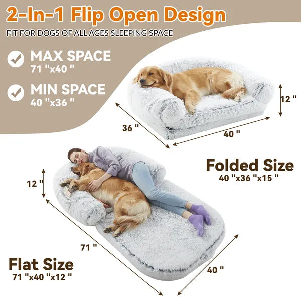Human Dog Bed 71 X 43 X12 Dog Beds For Large Dogs Foldable Plush Washable Dog Bed For People Doze Off, Orthopedic Dog Beds For Humans Size Fits You And Pets - 5 - CJ