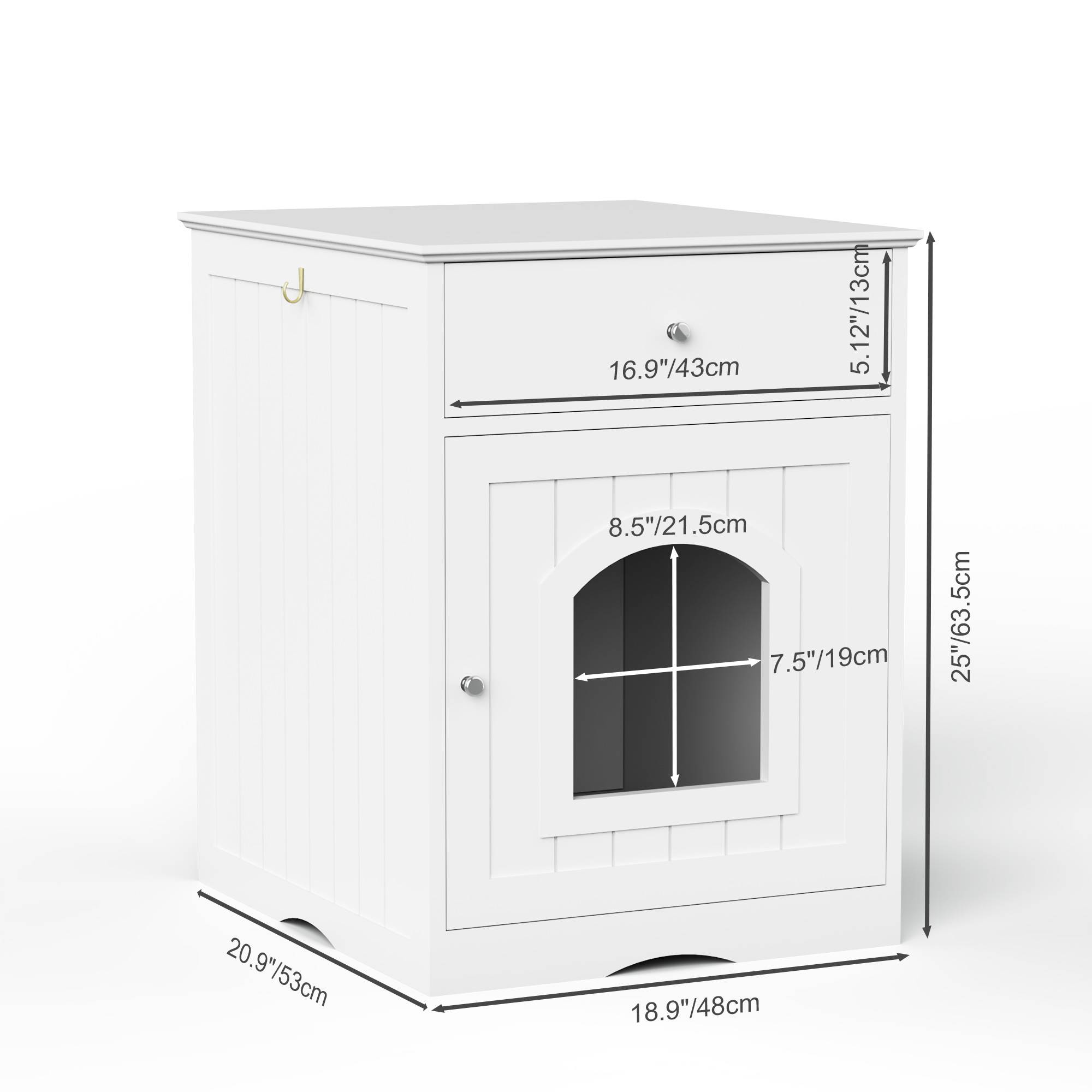Wooden Pet House Cat Litter Box Enclosure With Drawer Side Table Cat Home Nightstand - 5 - CJ