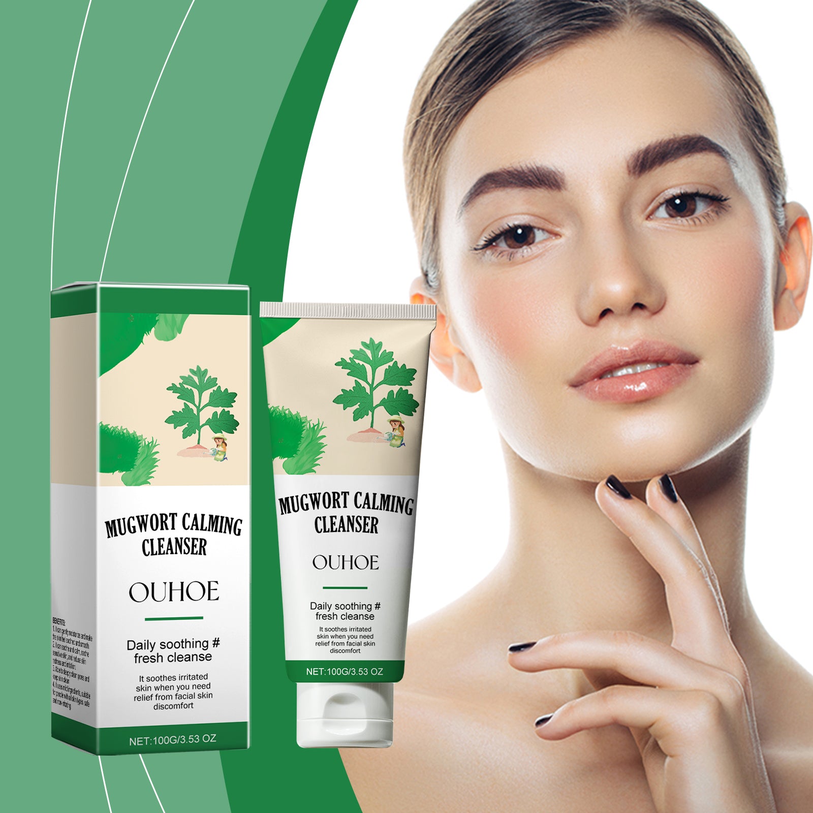 OUHOE Mugwort Calming Cleanser, Hydrating And Moisturizing Deep Clear Pores Balance Oil Moisturizing Cleanser - 5 - CJ