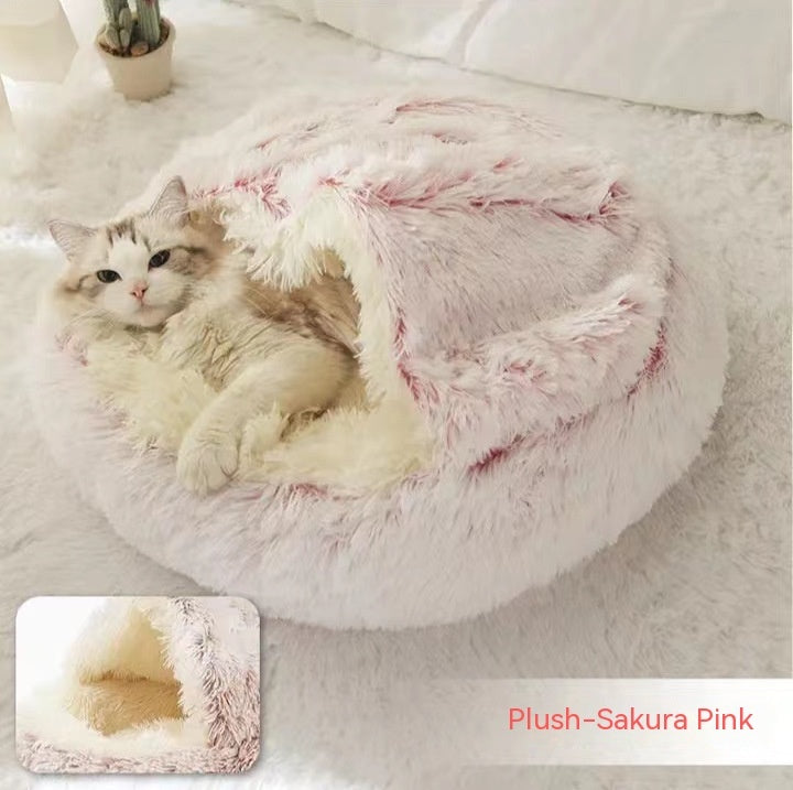 2 In 1 Dog And Cat Bed Pet Winter Bed Round Plush Warm Bed House Soft Long Plush Pets Bed Pet Products - 0 - CJ
