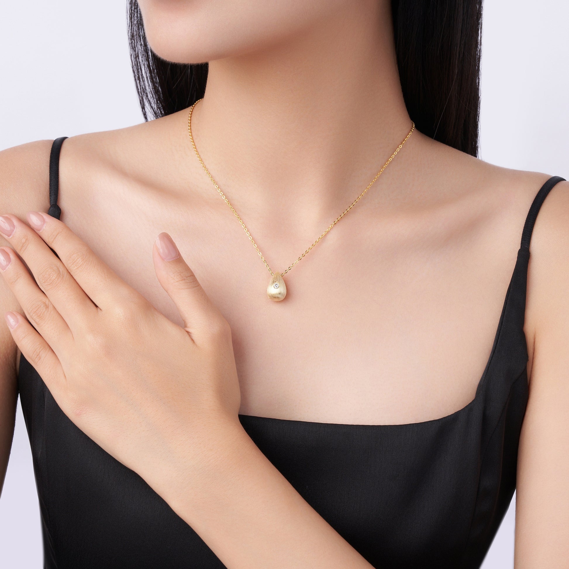 1Dreamy Water Drop - A Trendy Diamond Jewelry Necklace Pendant Set With 1-carat Moissanite S925 Sterling Silver And Gold Plating Prohibit TikTok sales