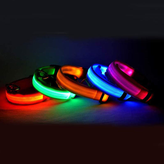 Nylon LED Pet Dog Luminous Collar Night Safety Flashing Glow in Dark Dog Cat Leash Adjustable Pet Supplies - 0 - CJ