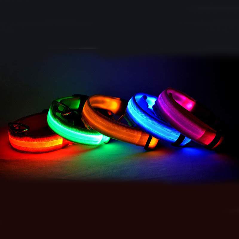 Nylon LED Pet Dog Luminous Collar Night Safety Flashing Glow in Dark Dog Cat Leash Adjustable Pet Supplies - 0 - CJ