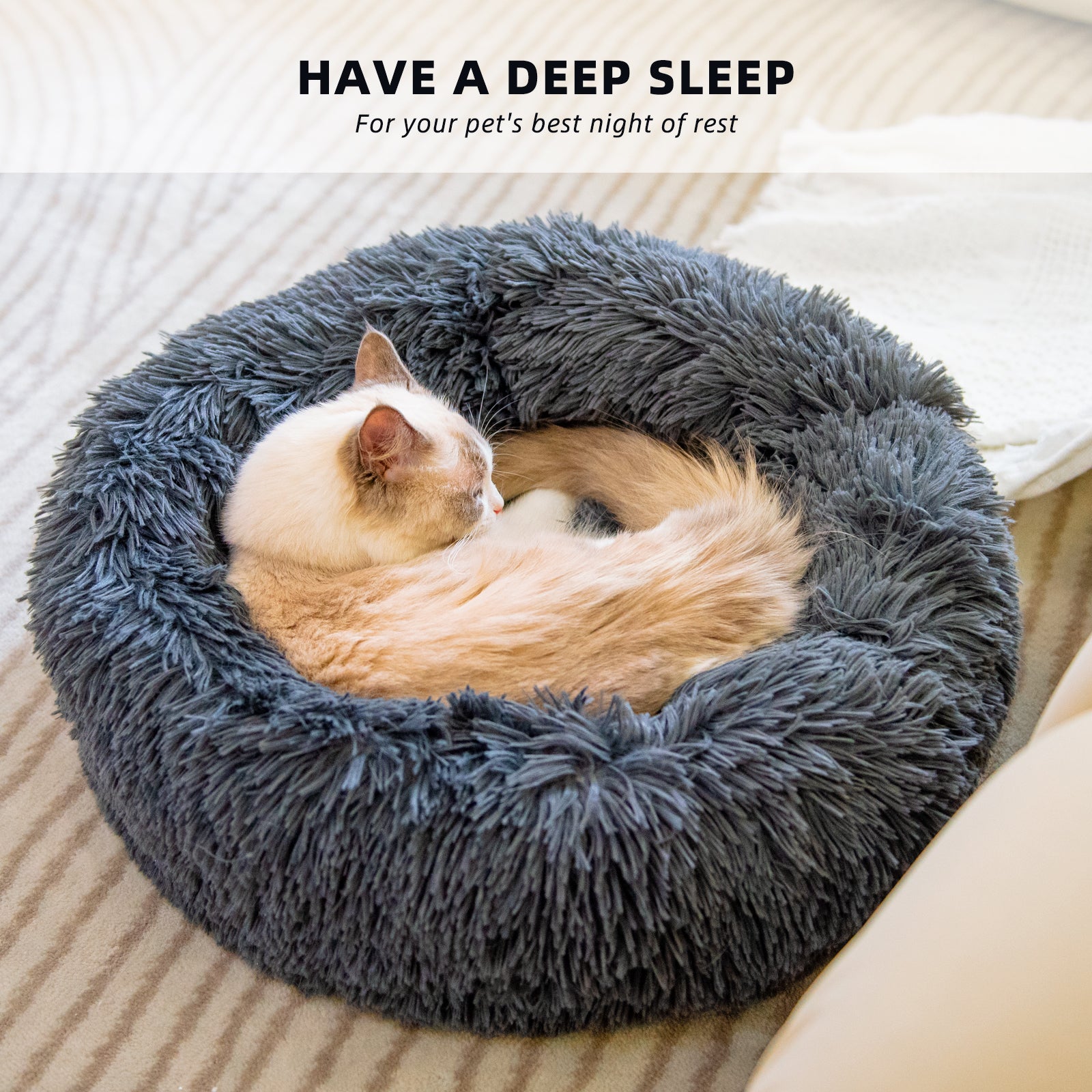 Dog Beds For Small Dogs Round Plush Cat Litter Kennel Pet Nest Mat Puppy Beds - 0 - CJ