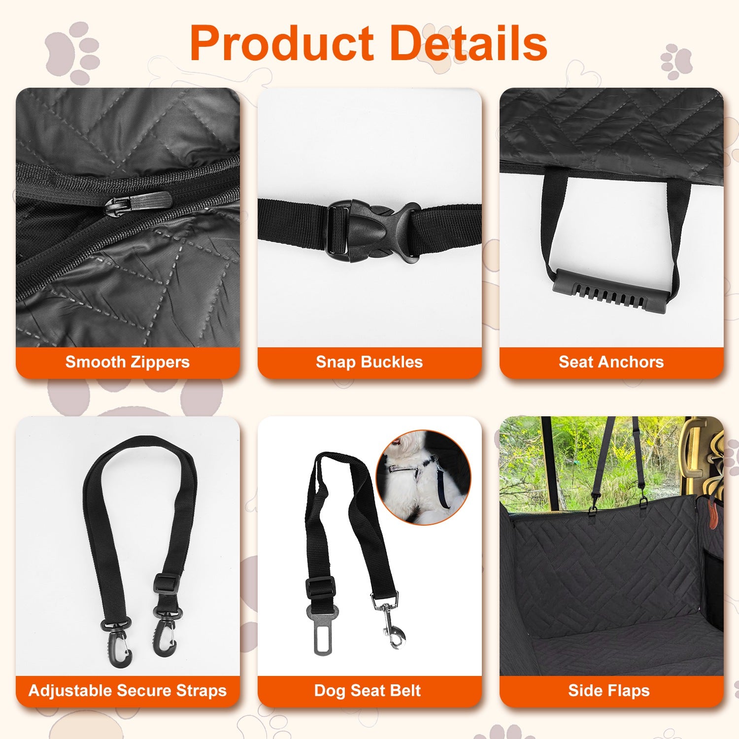 1Pc Dog Car Seat Cover For Back Seat Waterproof Oxford Cloth Seat Cover Hammock Non - Slip Scratchproof Back Seat Extender With Side Flap Mesh Window Storage Bag For Car SUV Truck - 5 - CJ