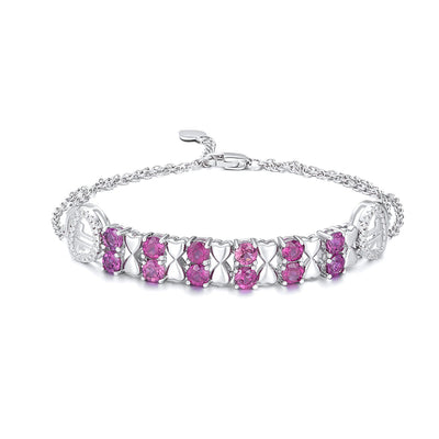 S925 Sterling Silver Purple Garnet Bracelet Women Fashion Zircon Light Luxury Jewelry - 4 - CJ