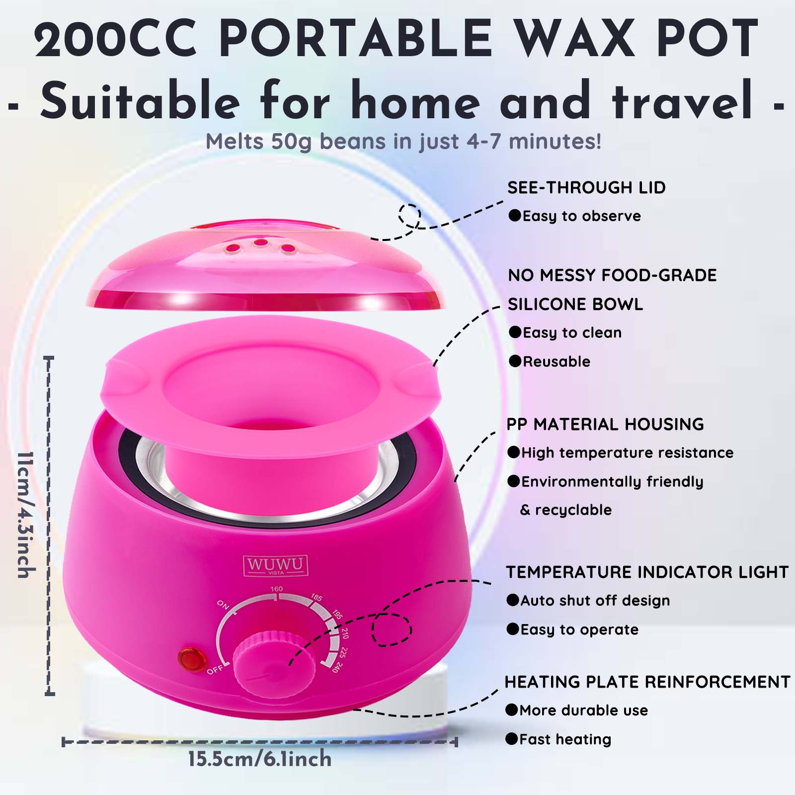 Waxing Kit WUWUVISTA 69 Items Hair Removal Wax Kit With Wax Warmer Waxing Beads For Face, Brazilian, Full Body, Bikini, Sensitiive Skin Skin Suitable For Plugs Of American, European Specification - 5.0 - CJ