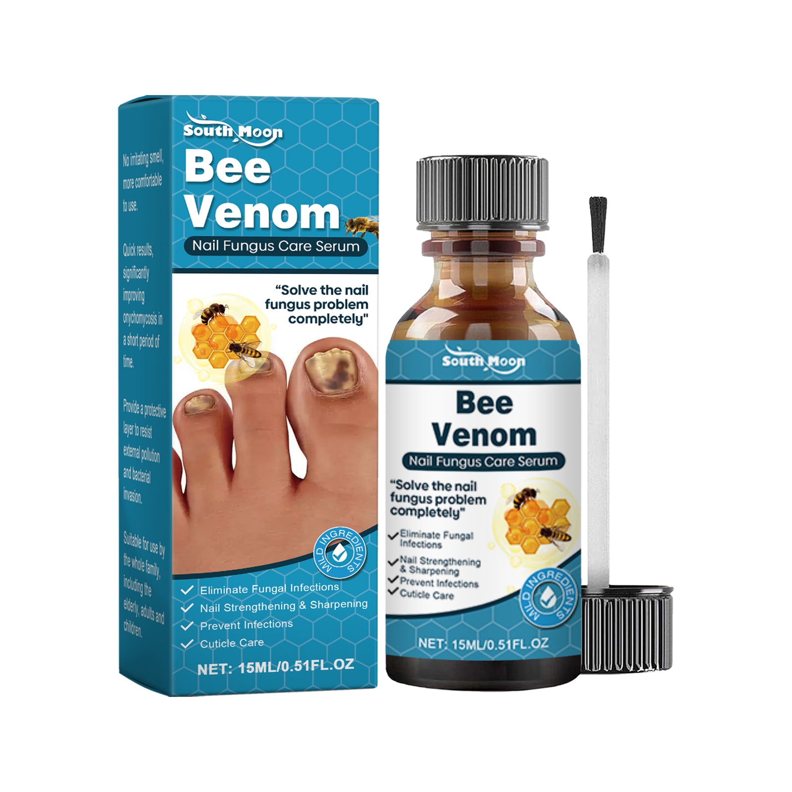 South Moon Nail Care Essence, Clean Fingernails Odor Soft Nail Groove Moisturizing Nail Care Solution - 5 - CJ