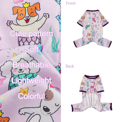 Dog Pajamas Pjs Spring Summer Dog Clothes For Small Dogs Girl Boy, Soft Stretchy Tiny Chihuahua Yorkie Puppy Clothes Doggie Onesies Cat Pet Jammies Outfit, Mermaids - 5 - CJ