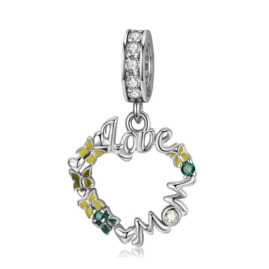 LOVE Mother's Wreath 925 Sterling Silver Pendant Mother's Day Gift Bracelet Diy Accessories Beads - 4 - CJ