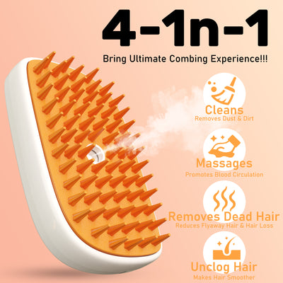 4 In 1 Cat Steam Brush, Anti Static Shedding Spray Comb, Hair Removal, Mist Indoor Steamy Grooming Brush For Dog, Water Spritz Defur Cepillo, Spa Steamer Cloud Para Gatos - 5 - CJ