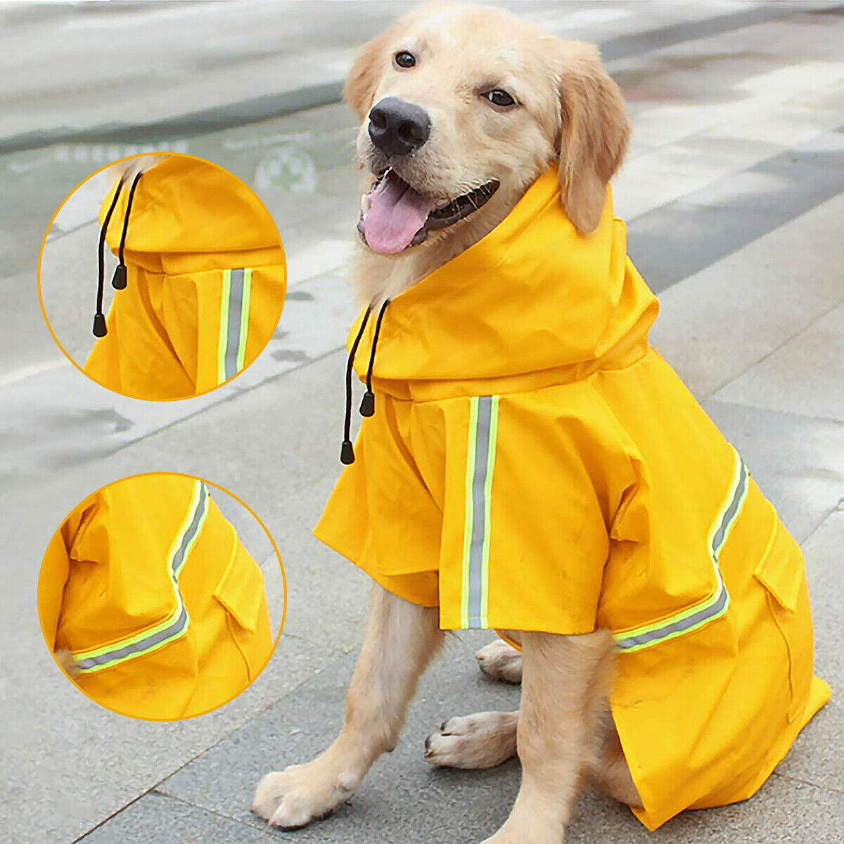 Dog Raincoat,Waterproof Dog Rain Jacket With Safety Reflective Stripe,Hooded Slicker Dachshund Doggy Dog Poncho With Leash For Dogs And Puppies - 5 - CJ