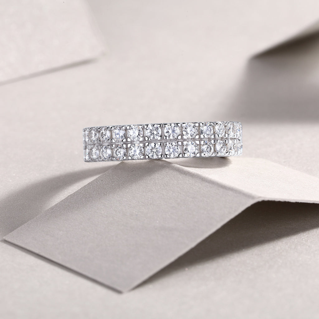 Multi-row Diamond Ring Luxury Fashion Set Moissanite Silver Ring