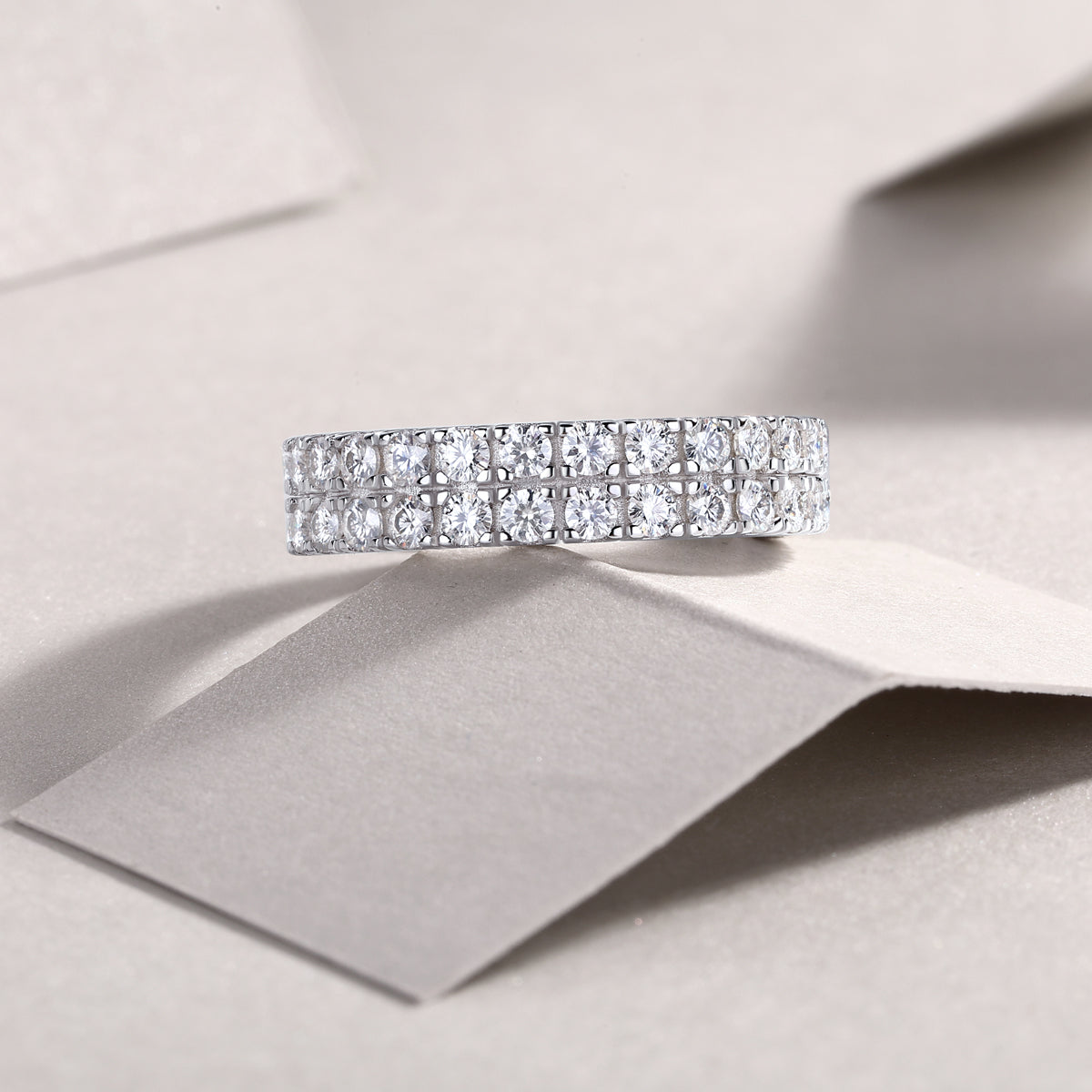 1Multi - row Diamond Ring Luxury Fashion Set Moissanite Silver Ring Prohibit TikTok sales - 5 - CJ