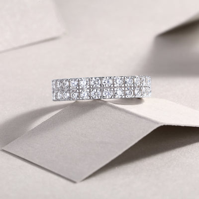 1Multi - row Diamond Ring Luxury Fashion Set Moissanite Silver Ring Prohibit TikTok sales - 5 - CJ