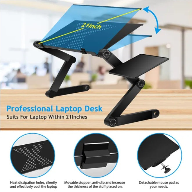 Foldable Laptop Desk With Mouse Board And Aluminum Alloy Tray - 5 - CJ
