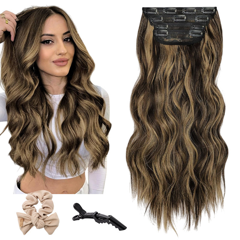Holdbalance Clip In Hair Extensions Long Straight Wavy Synthetic Hairpiece,Natural & Soft Hair &Blends Well Hair Extension, Daily Use, Party Use Best Everyday Fashion Accessories