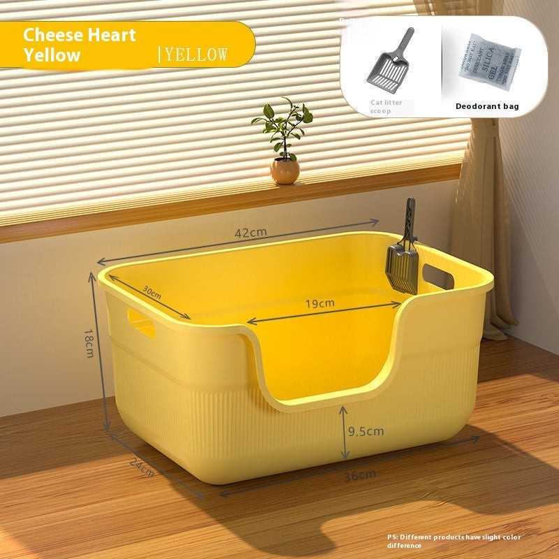 Oversized Splash - proof Cat Litter Box Oversized Open Semi - closed Cat Toilet - 0 - CJ