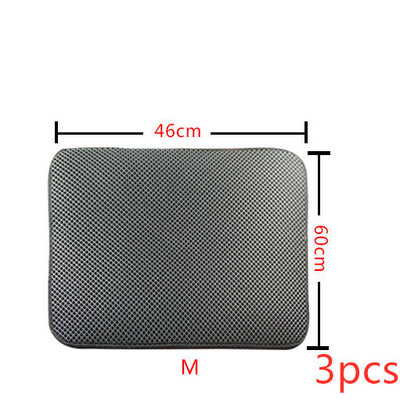 Double Layer Litter Cat Bed Pads Pet Cat Litter Mat Trapping Pets Litter Box Mat Pet Product Bed For Cats House Clean Mat - 0 - CJ - M3PC - Grey - CJJJCWMY00030 - M3PC - Grey