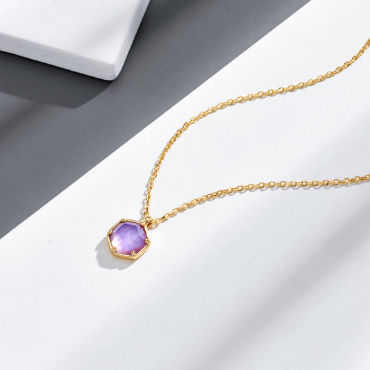 Natural Amethyst Women's Necklace - 4 - https://x.com/titan_prim62775J