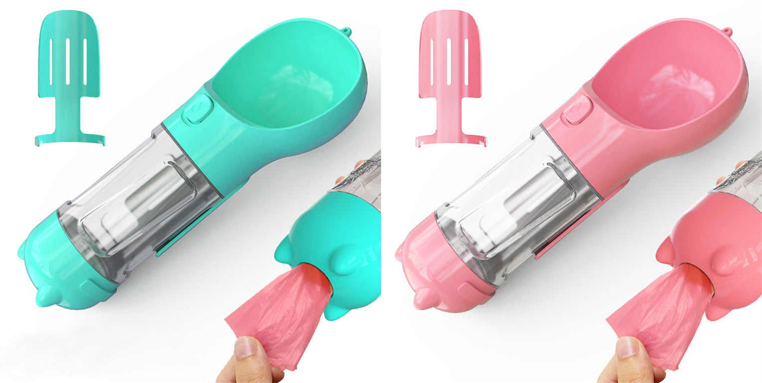 Pet Water Bottle Feeder Bowl Garbage Bag Storage Portable Pet Outdoor Travel 3 In 1 Dog Water Bottle - 0 - CJ
