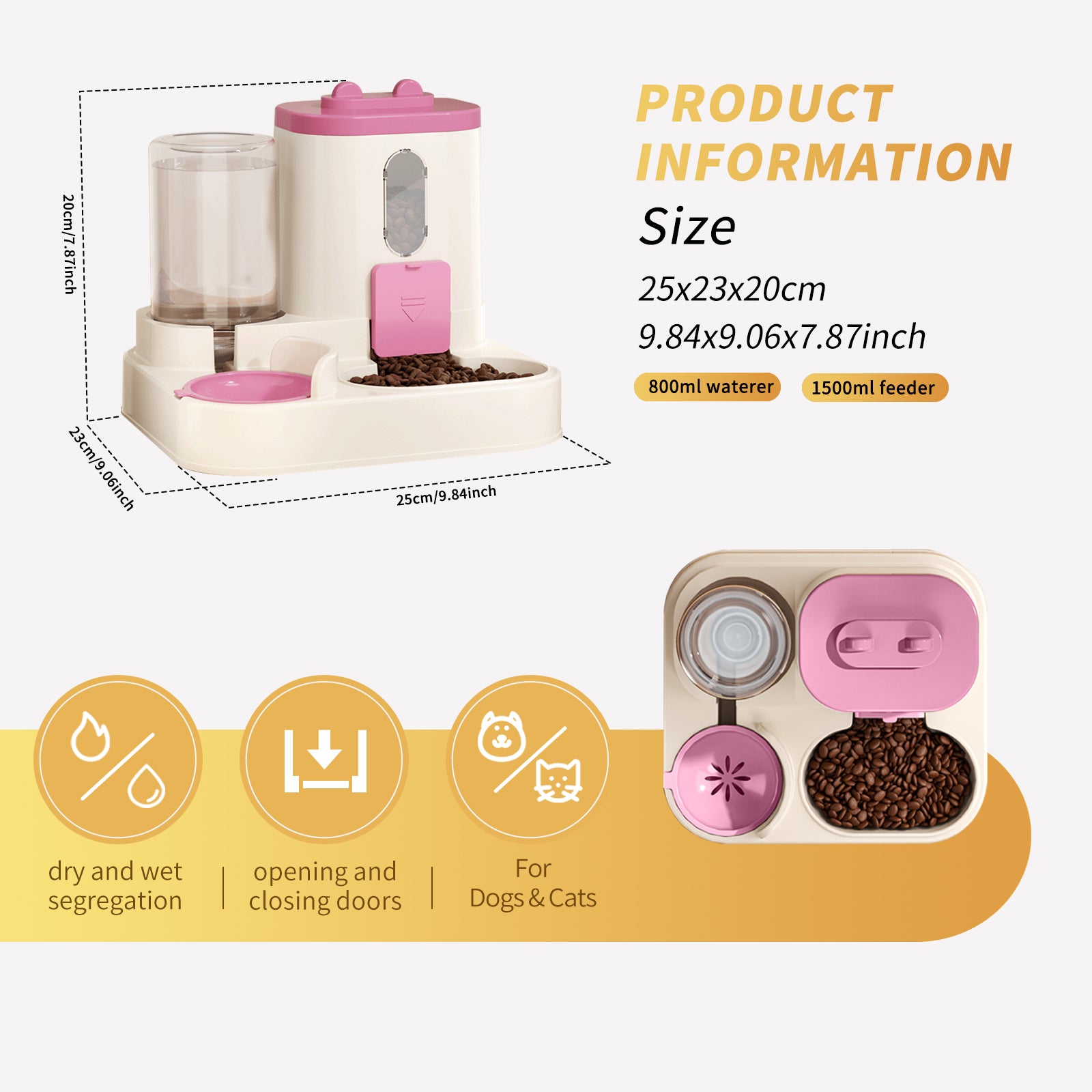 Fully Automatic 2in1 Cat Food Dispenser - Integrated Water And Food Feeding System - Cute Water Dispenser Cat Accessories - 5 - CJ
