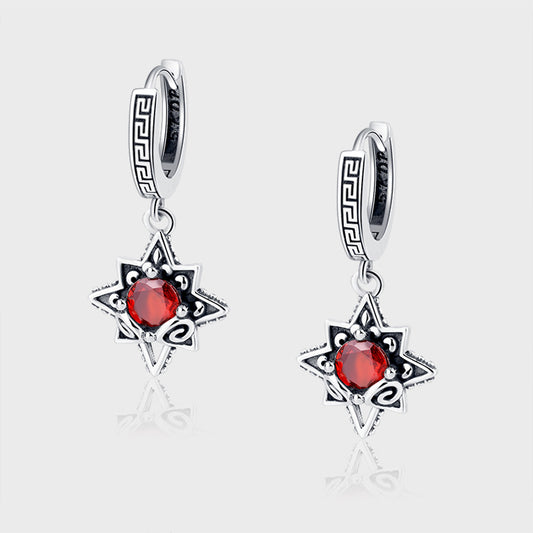 Six Star Star 925 Silver Ear Pendant Earring Jewelry Girl - 4 - CJ