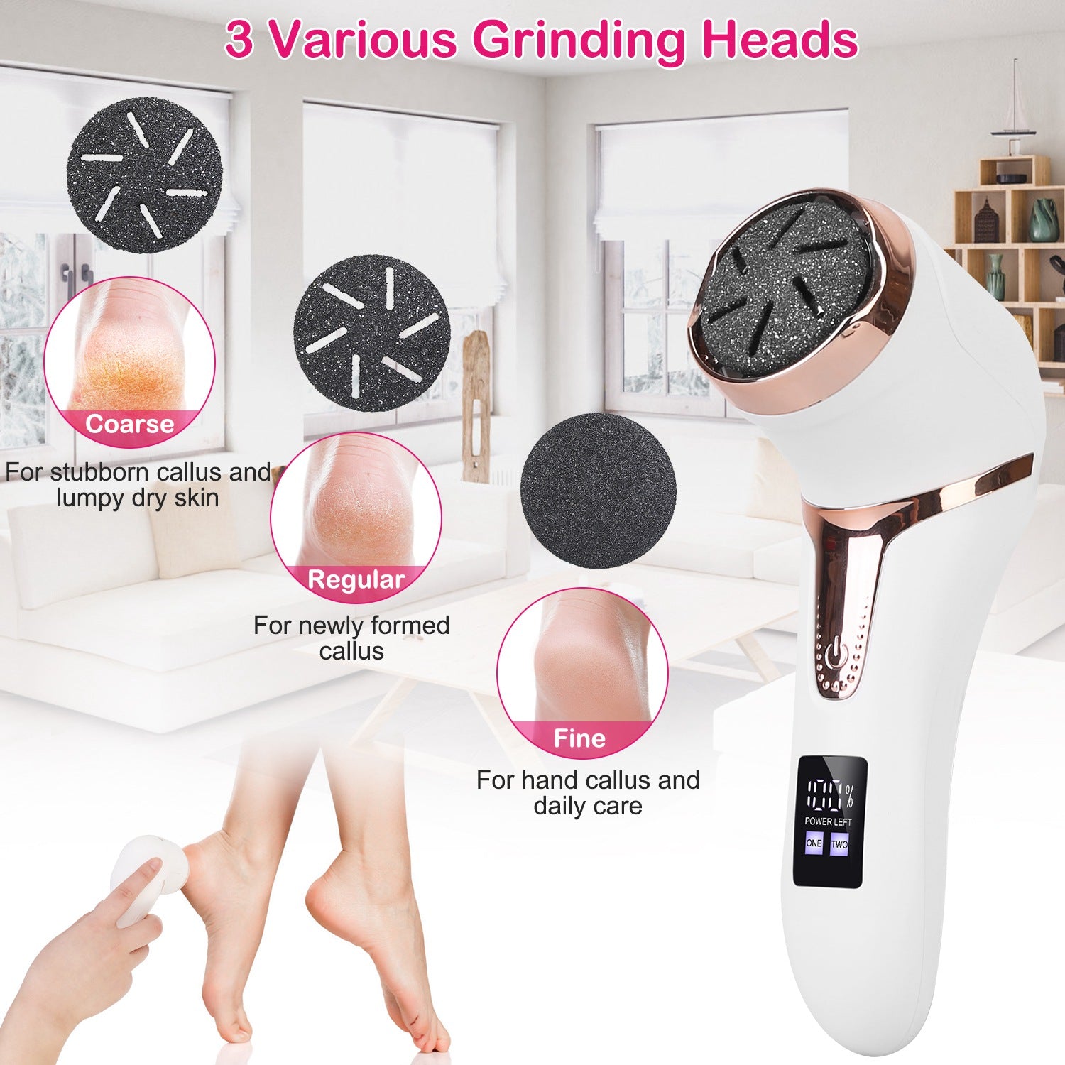 17Pcs Electric Foot Callus Remover With Vacuum Foot Grinder Rechargeable Foot File Dead Skin Pedicure Machine With 3 Grinding Heads 2 Speeds Foot Care Tool - 5 - CJ