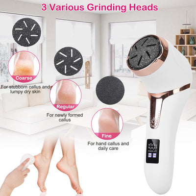 17Pcs Electric Foot Callus Remover With Vacuum Foot Grinder Rechargeable Foot File Dead Skin Pedicure Machine With 3 Grinding Heads 2 Speeds Foot Care Tool - 5 - CJ