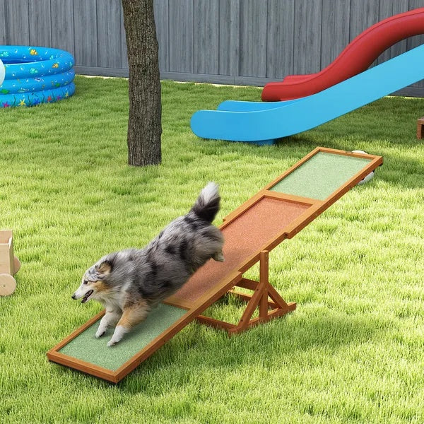 Wooden Dog Agility Seesaw For Training And Exercise, Weather Resistant, 83 L X 16 W X 14 H Inch - 5 - CJ