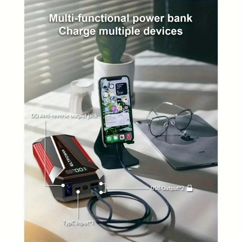 20000 MAh Car Jump Starter Power Supply With Dual USB Fast Charging And Red LED Light. - 5 - CJ