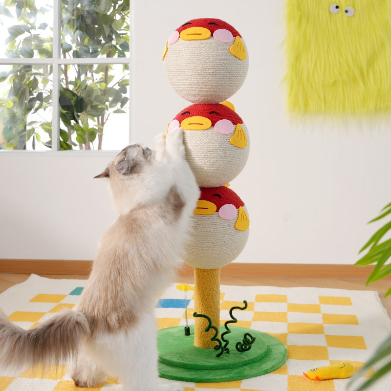 Cute Puffer Fish - shaped Cat Climbing Frame, Three - tier Climbing Tower With Base, Indoor Cat Scratching Post Climbing Frame With Vertical Claw Interactive Cat Toy, Suitable For Cats Of All Sizes - 5 - CJ