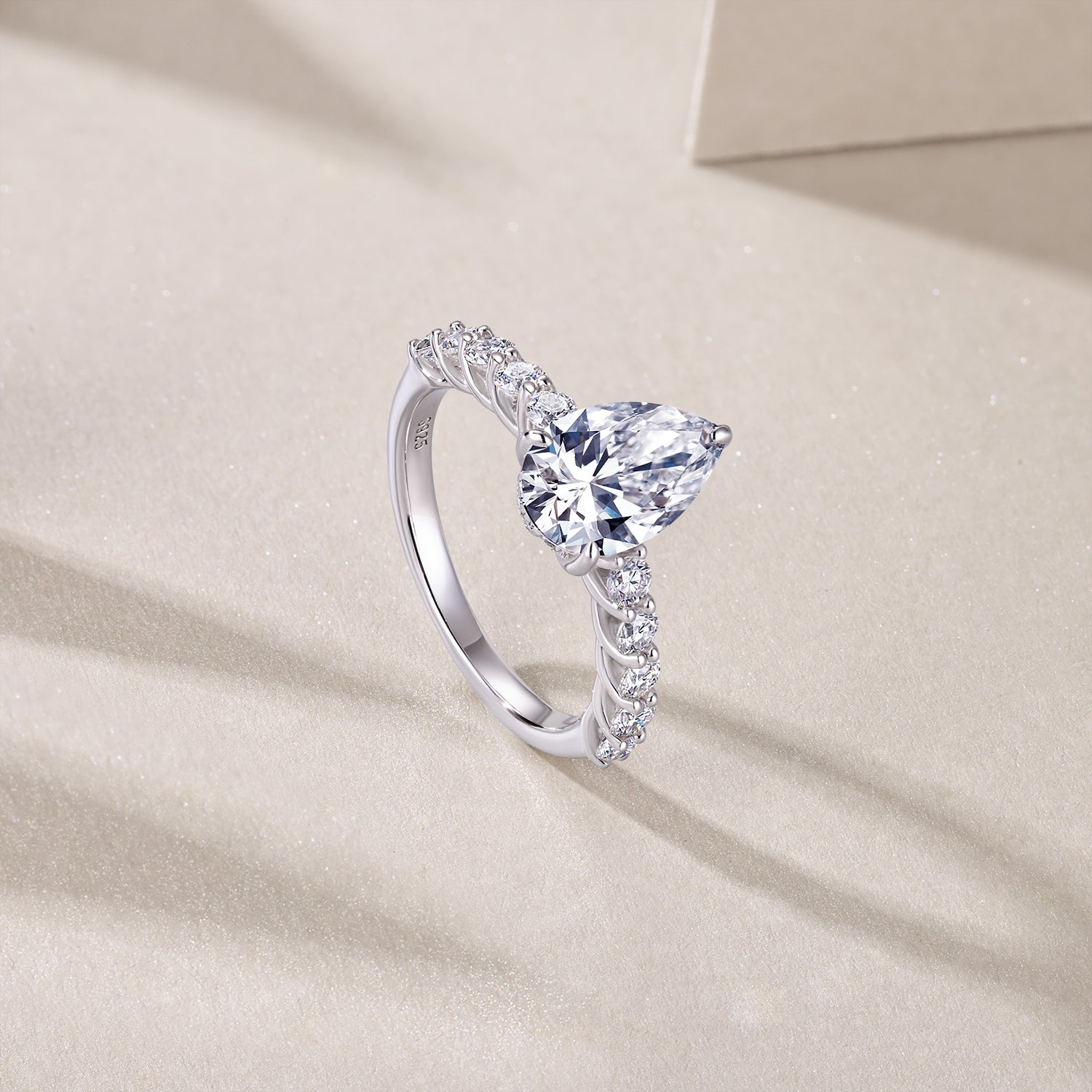 1Moonlight Water Drop - A Fashionable Diamond Jewelry Piece Set With Moissanite S925 Sterling Silver And Platinum Diamond Ring Prohibit TikTok sales - 5 - CJ