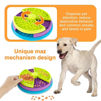 Pet Slow Food Bowl Anti Choking Cat Bowl,3in1 Interactive Dog Feeder Puzzle, Lick Mat & Slow Feeder BowlMental Stimulation Toy For Medium & Large Dogs - 5 - CJ