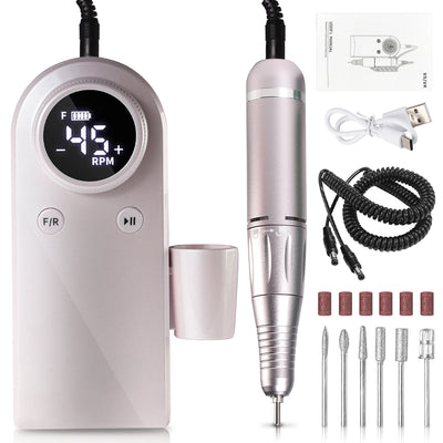 45000RPM Professional Nail Drills Kit With 6 Drill Bits, Portable Electric Nail Drill For Acrylic Nails Gel Polishing Removing, Rechargeable Nail File Machine For Manicure Pedicure Salon Home - 5 - CJ