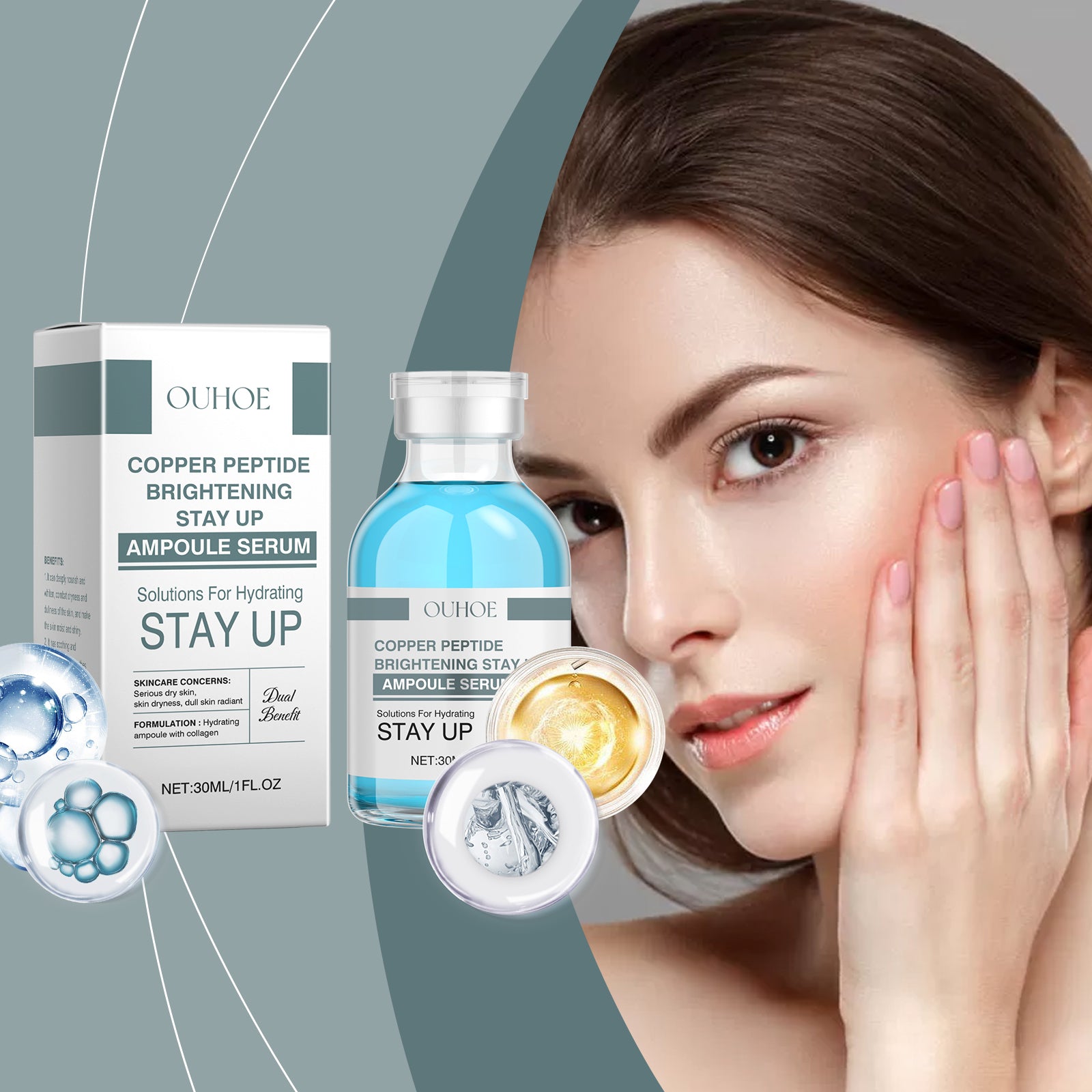 OUHOE Hyaluronic Acid Hydrating Ampoule Facial Hydrating Hydrating Repair Skin Tender Hydrating Essence - 5 - CJ
