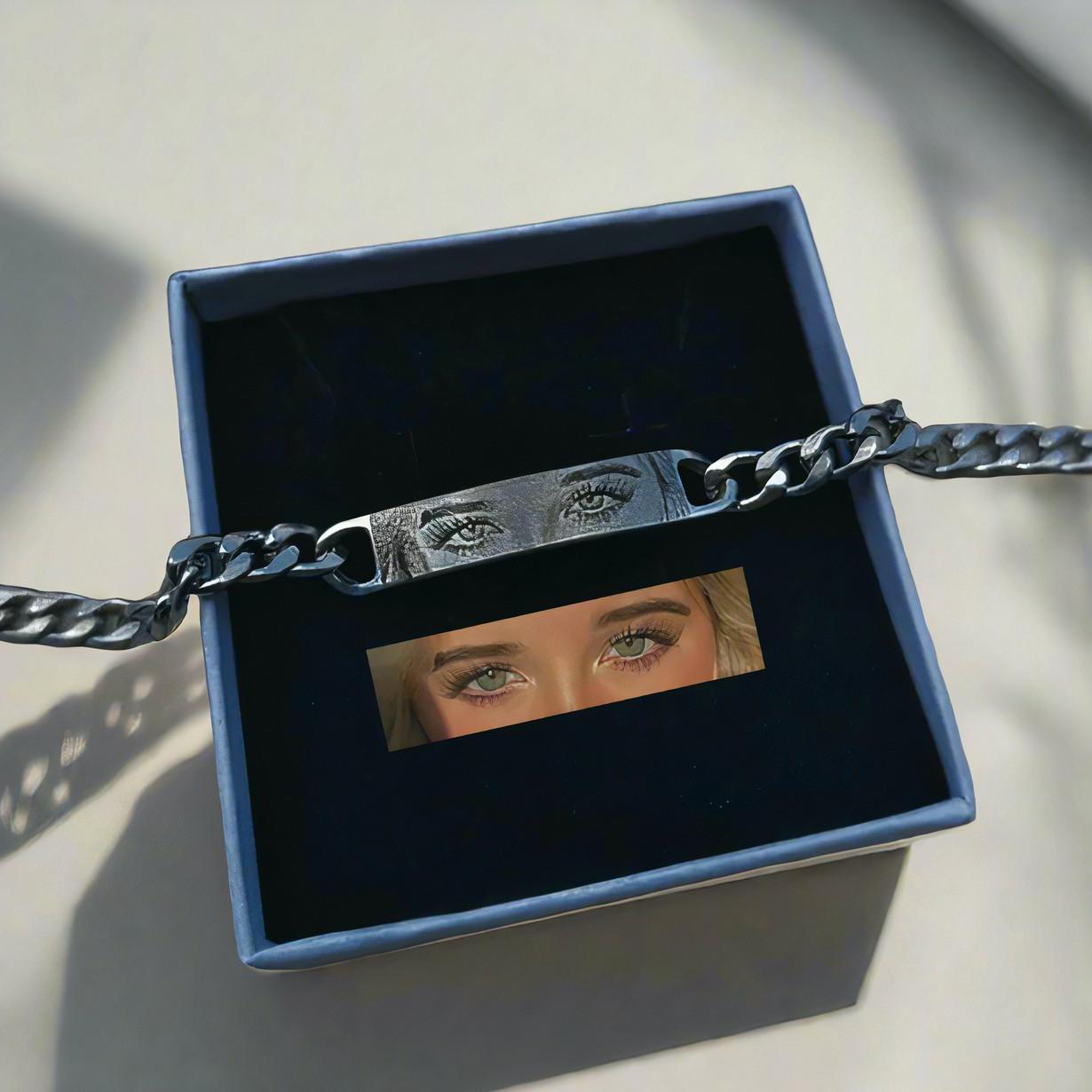 Personalized Human Eye Bracelet DIY Laser Engraved Stainless Steel Couple Bracelet Engraved Portrait Bracelet - 7 - CJ