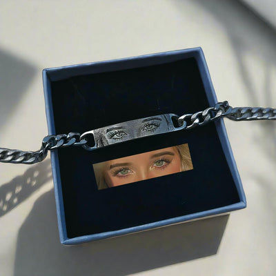 Personalized Human Eye Bracelet DIY Laser Engraved Stainless Steel Couple Bracelet Engraved Portrait Bracelet - 7 - CJ