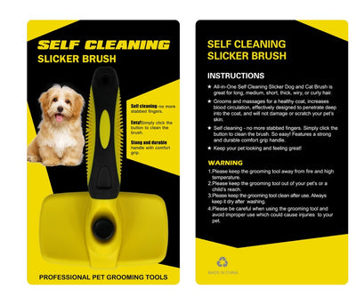 Pet Self Cleaning Slicker Brush - 0 - CJ - Yellow - CJJJCWGY01068 - Yellow