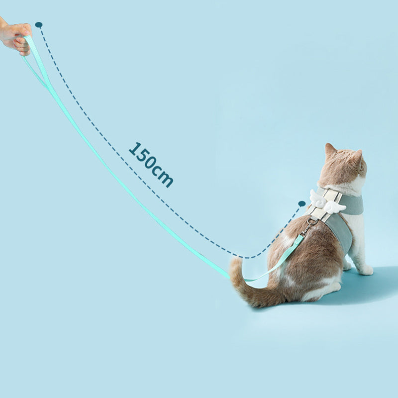 Adjustable Pet Cat Leash Set, Angel Wings Design, Breathable, And Soft For Comfort Cat Harness And Leash Set, Adjustable Gradient Kitten Harness Escape Proof Harness With Leash For Kitty - 5 - CJ