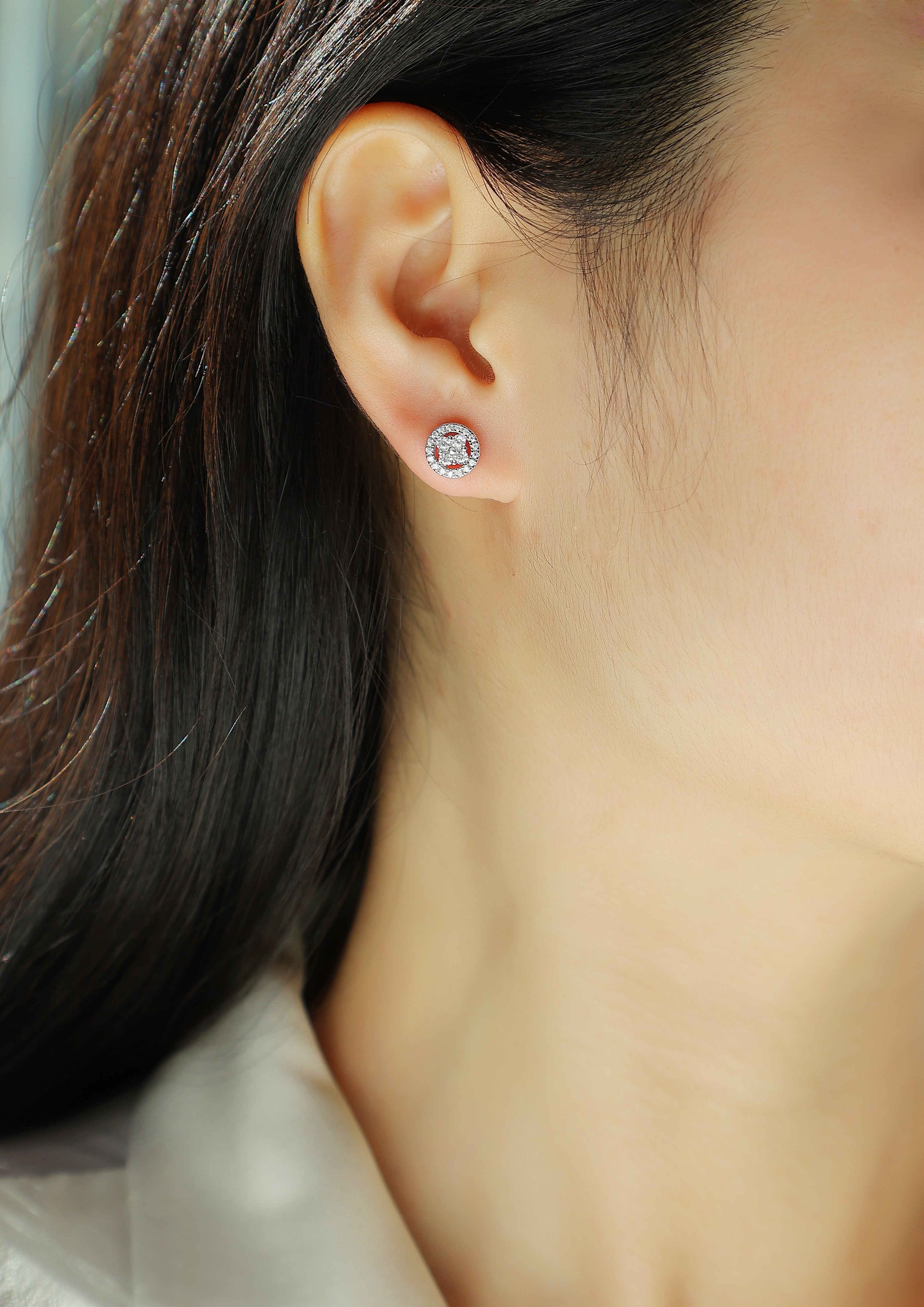 Silver Osmanthus - Fashionable And Luxurious Diamond Jewelry Earrings Set With Moissanite S925 Sterling Silver And Platinum-plated Stud Earrings