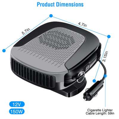 12V 150W Portable Car Auto Heater Heating Fan 2 In 1 Defroster Demister Windshield Heater Automotive Cooling Fan - 5.0 - cjdropshipping