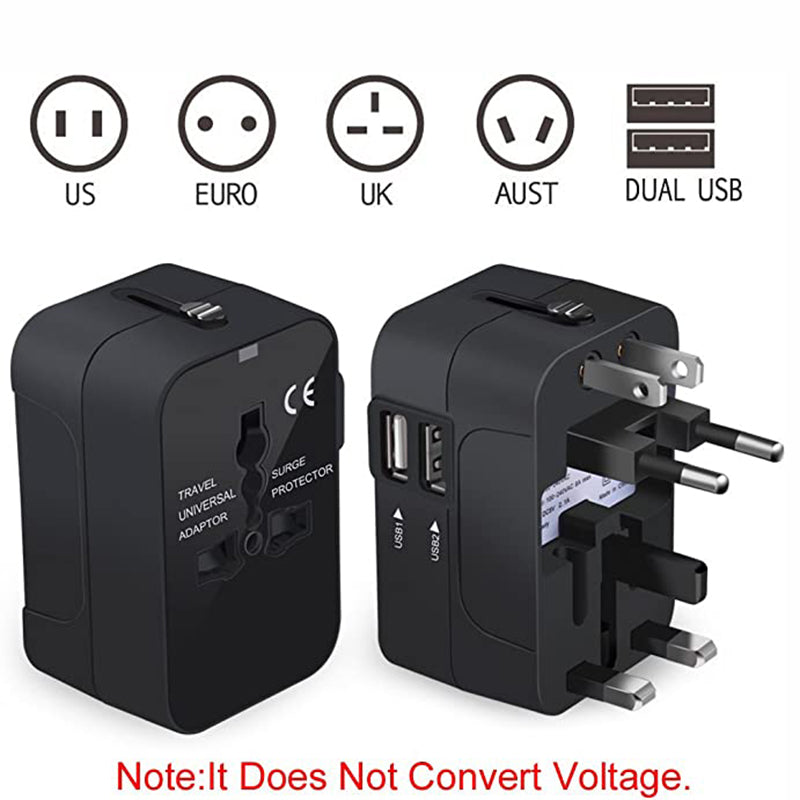 Travel Adapter, Worldwide All In One Universal Travel Adapter Wall Charger AC Power Plug Adapter Wi - 5 - CJ