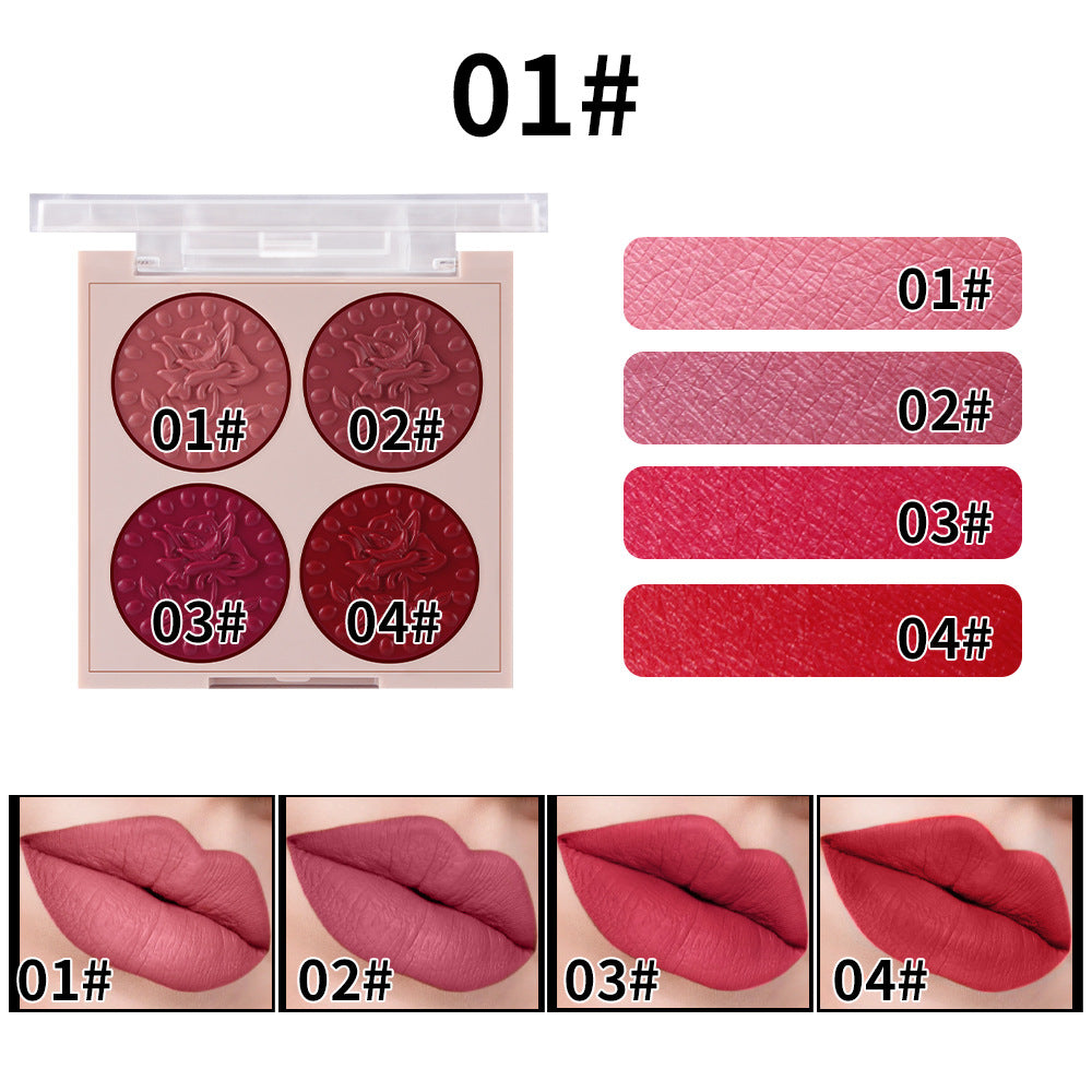 MISS ROSE Lipstick Compact 4 Color Lip Gloss Plate Moisturizing Easy To Color Lipstick Foreign Trade Exclusive For Cross - border In Stock Wholesale - 0 - CJ - 01 - 12G - CJKH150402701AZ