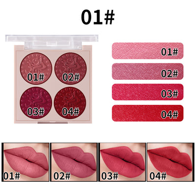 MISS ROSE Lipstick Compact 4 Color Lip Gloss Plate Moisturizing Easy To Color Lipstick Foreign Trade Exclusive For Cross - border In Stock Wholesale - 0 - CJ - 01 - 12G - CJKH150402701AZ